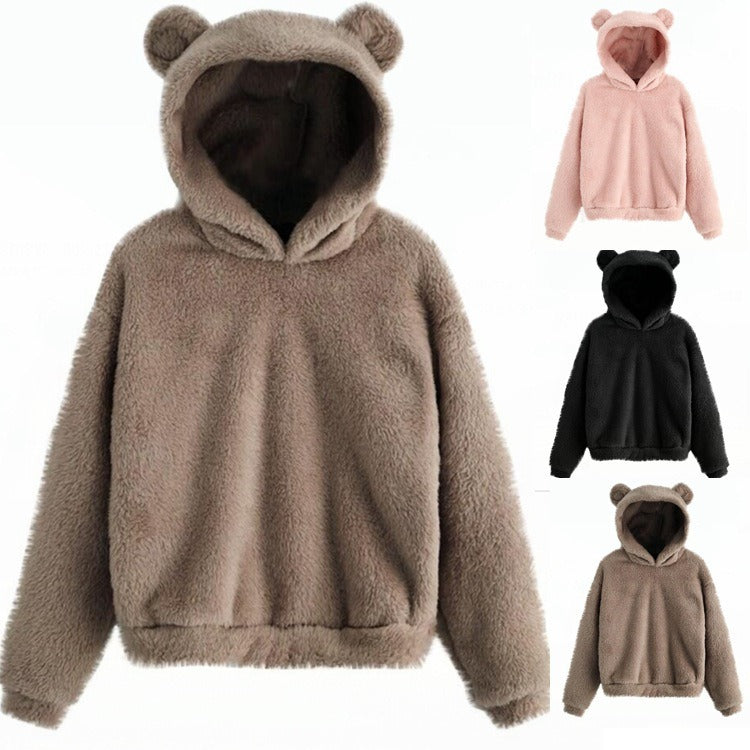 Pull à capuche chaud en peluche avec oreilles de lapin pour l'automne et l'hiver