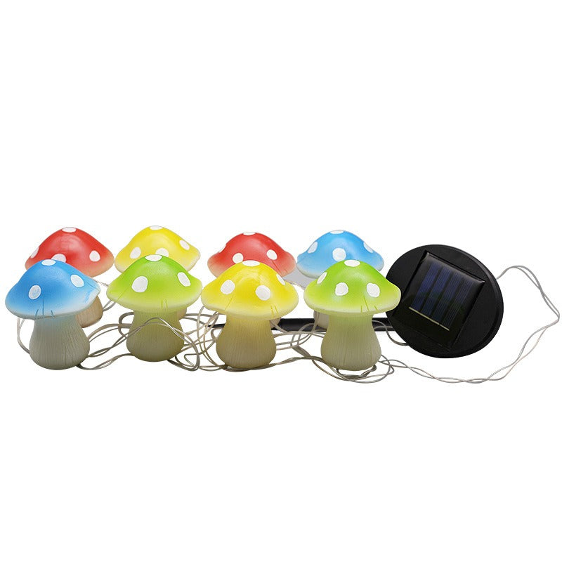 Lampe solaire en résine transparente colorée en forme de champignon