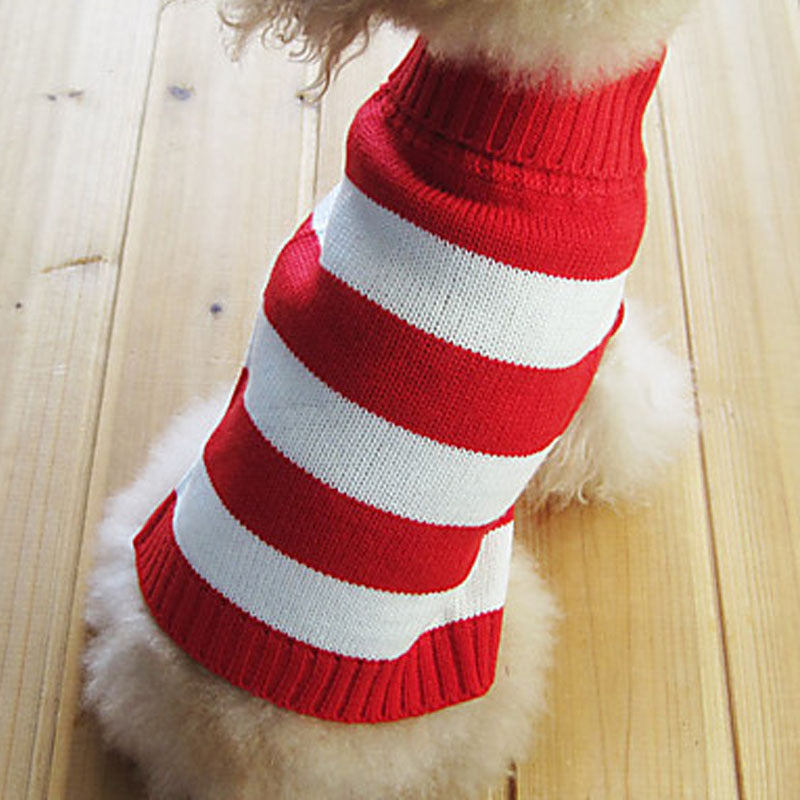 Autumn And Winter Pet Sweater Striped Pattern Twist Sweater Dog Clothing Supplies