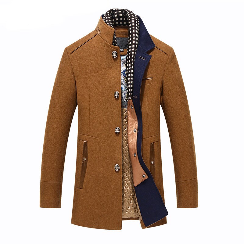 Trench-coat épais pour homme, long manteau d'hiver en laine, coupe slim, veste décontractée, manteau en laine à double col 