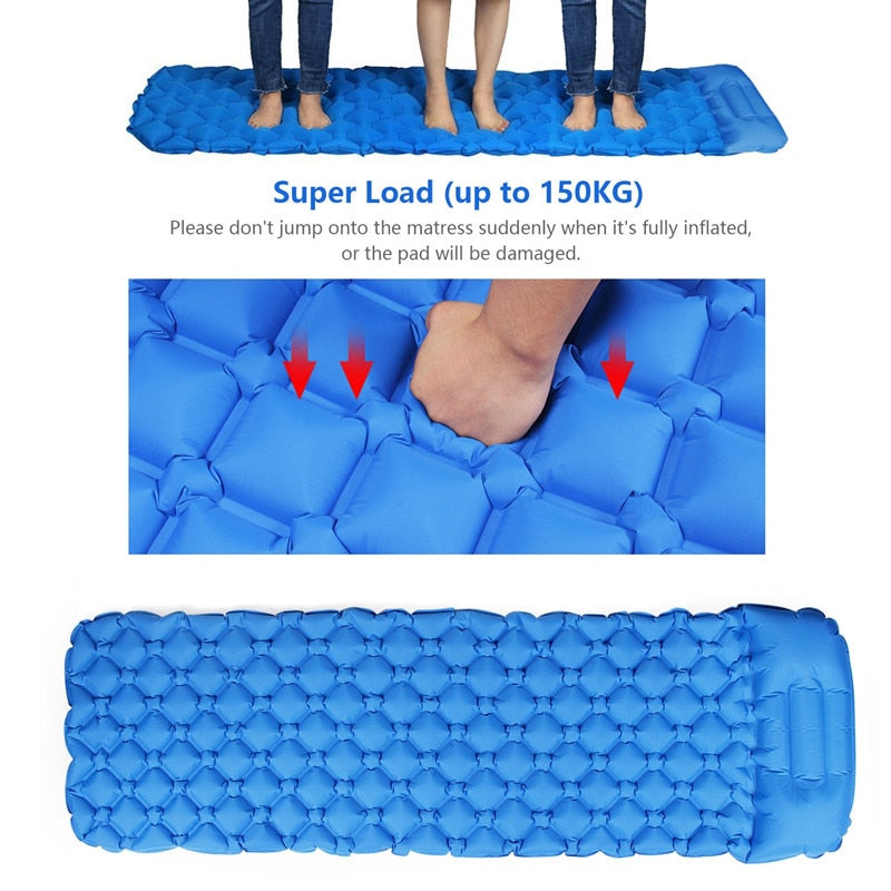 Matelas de couchage gonflable d'extérieur Coussin d'air gonflable Tapis de camping avec oreiller Matelas pneumatique Coussin de couchage Canapé gonflable