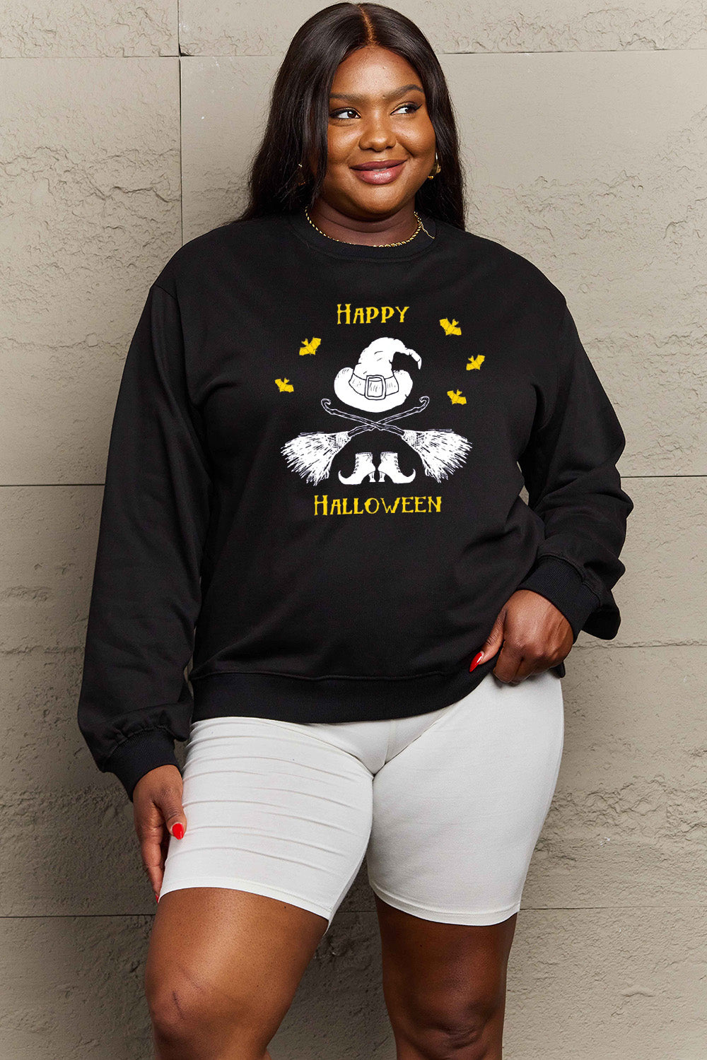 Sweat-shirt graphique HAPPY HALLOWEEN en taille réelle Simply Love