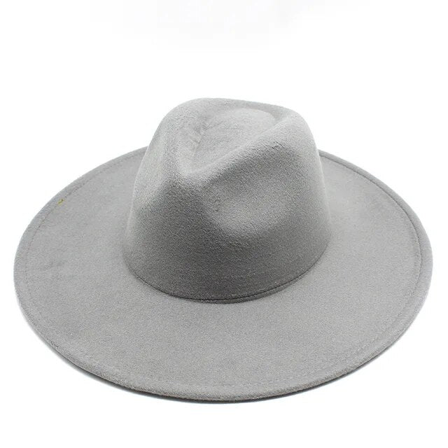 Sombrero Fedora clásico de ala ancha, de lana en blanco y negro, para hombre y mujer, plegable, para invierno, para bodas, iglesias, jazz 