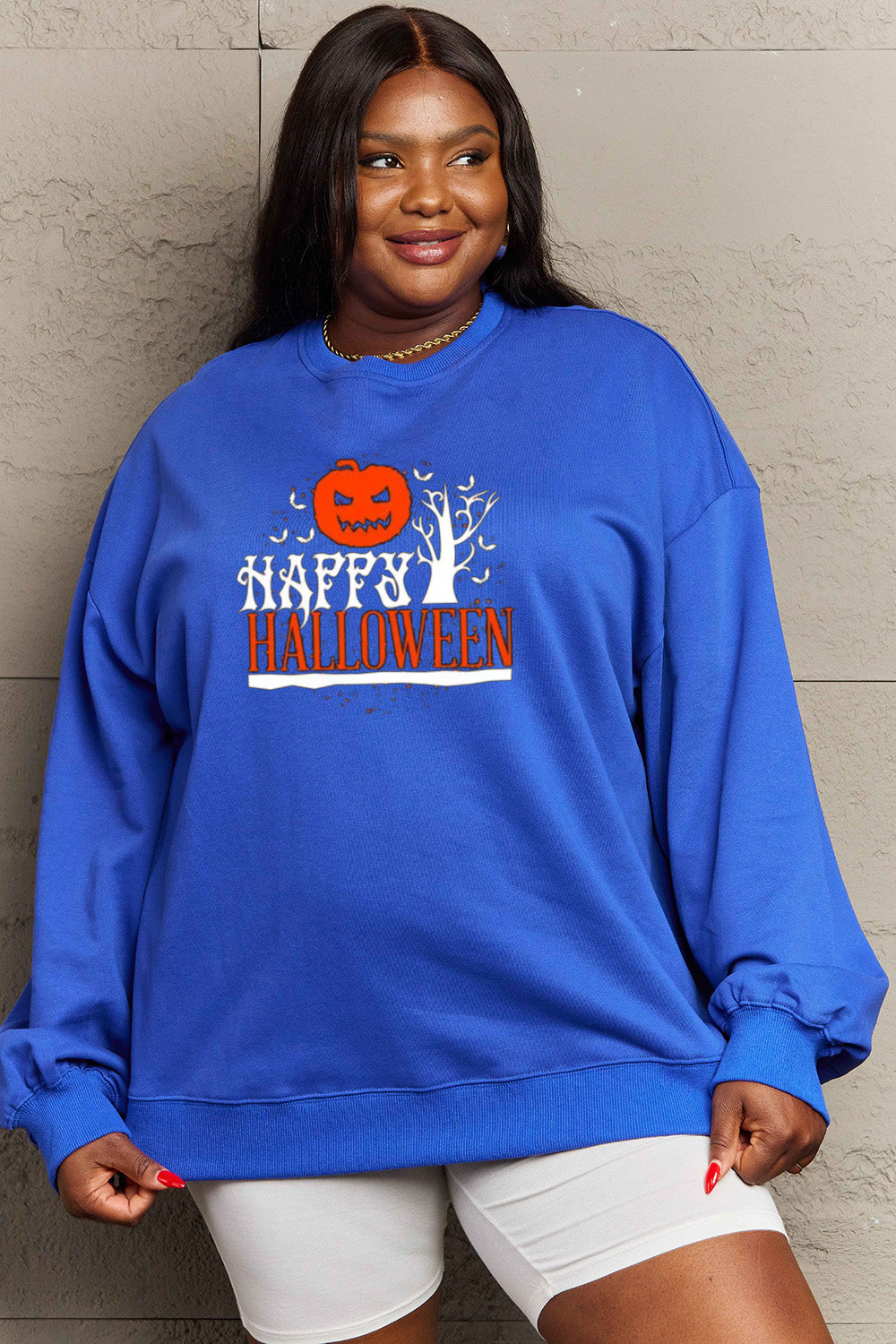 Sudadera con gráfico de HAPPY HALLOWEEN en tamaño completo de Simply Love