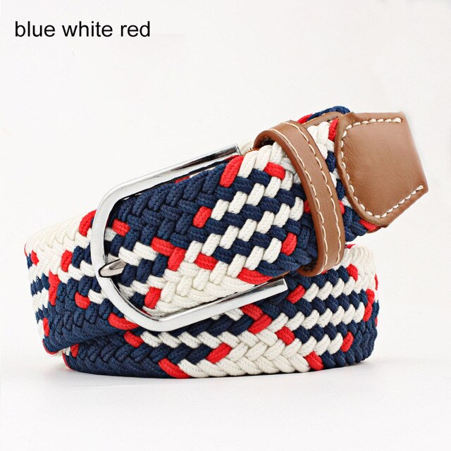 Women Belt Striped Elastic Men Belt Casual Fashion Jeans Dress Pin Buckle Waist Belts