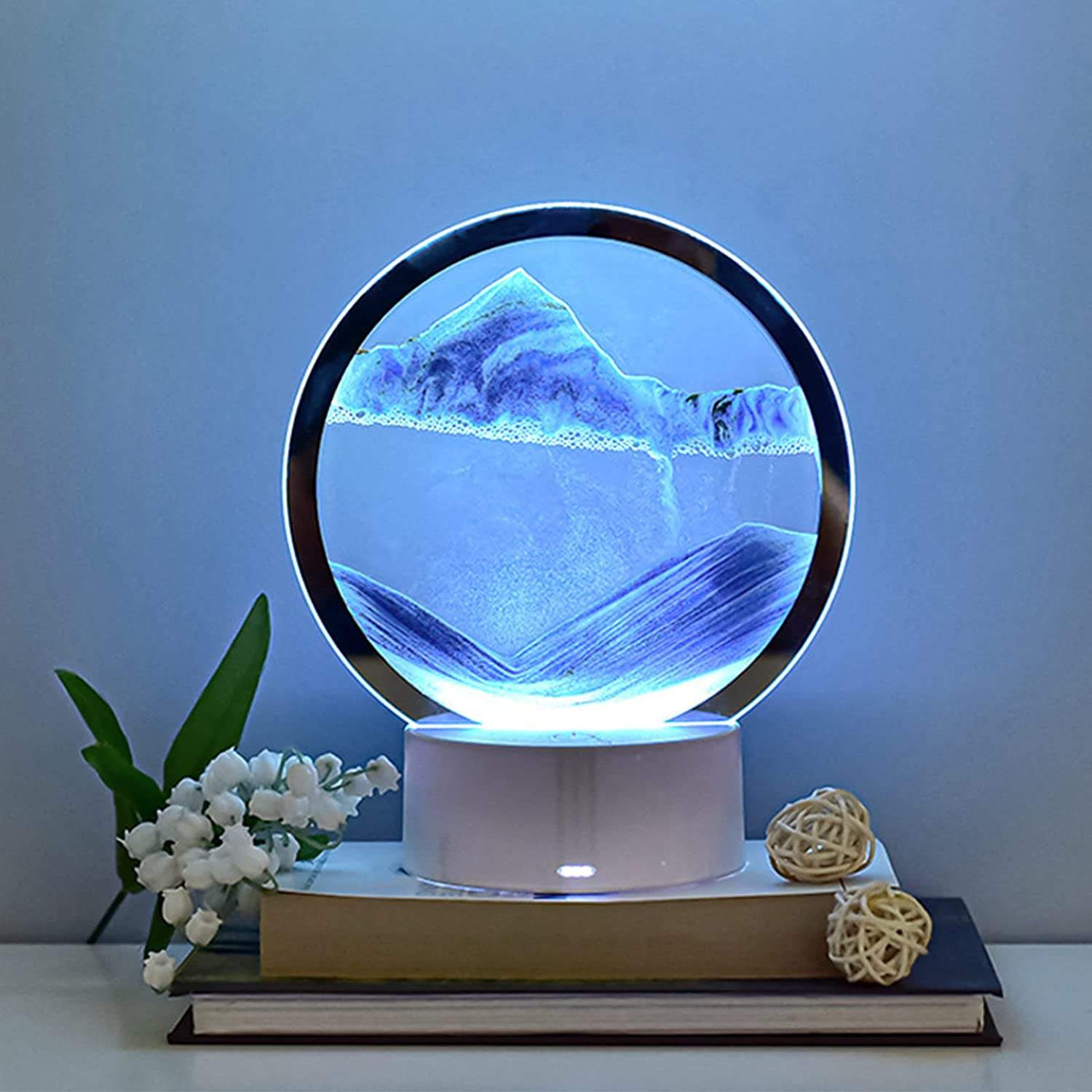 Creative Quicksand Lamp Tabletop Decoration Dynamic Hourglass Painting Gift 3D Night Light Decompression Desk Lamp Bedroom