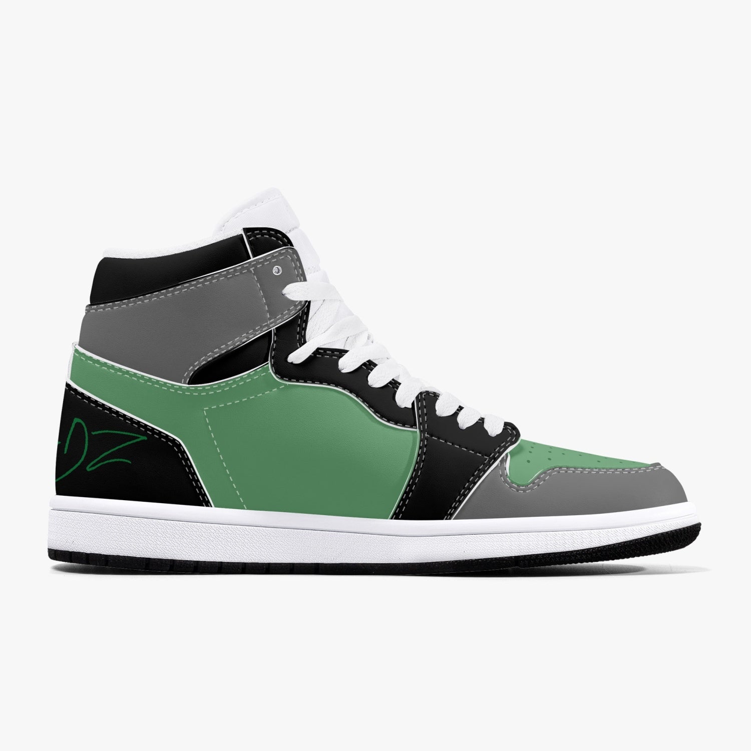 TREADZ New Black and Green High-Top Leather Sneakers