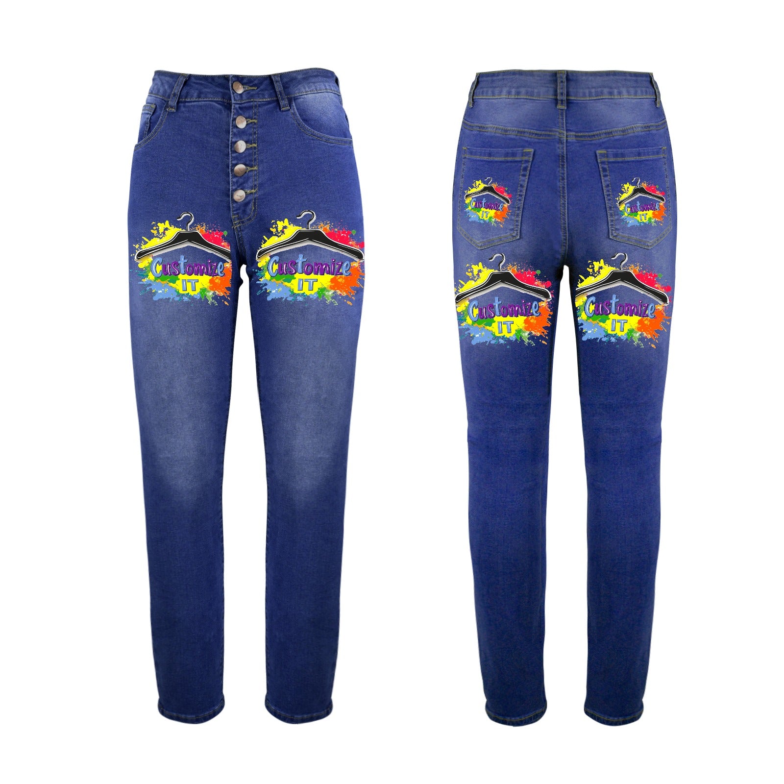 Qreatrz Customizable Women's Jeans (Front & Back Printing)