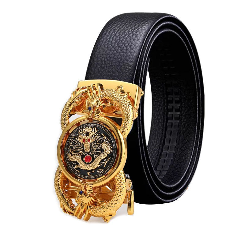 Year of the Loong automatic belt buckle leather belt