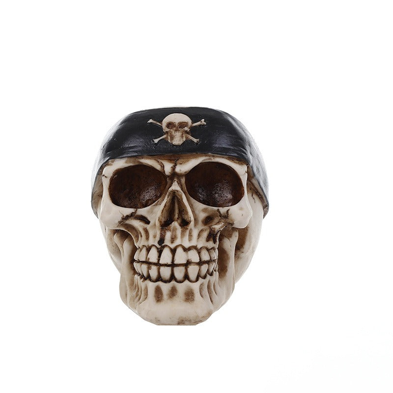 Black belt skull resin ornament