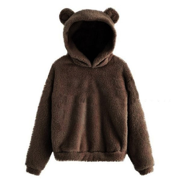 Pull à capuche chaud en peluche avec oreilles de lapin pour l'automne et l'hiver