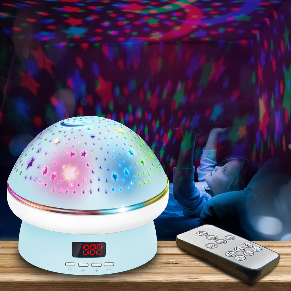 Nouvelle lampe de projection d'étoiles en forme de champignon avec télécommande, lampe de nuit rotative à projection, lampe de chambre à coucher