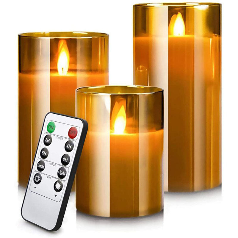 Electroplated Glass LED Electronic Candle Lamp Rechargeable Remote Control Candle Lamp