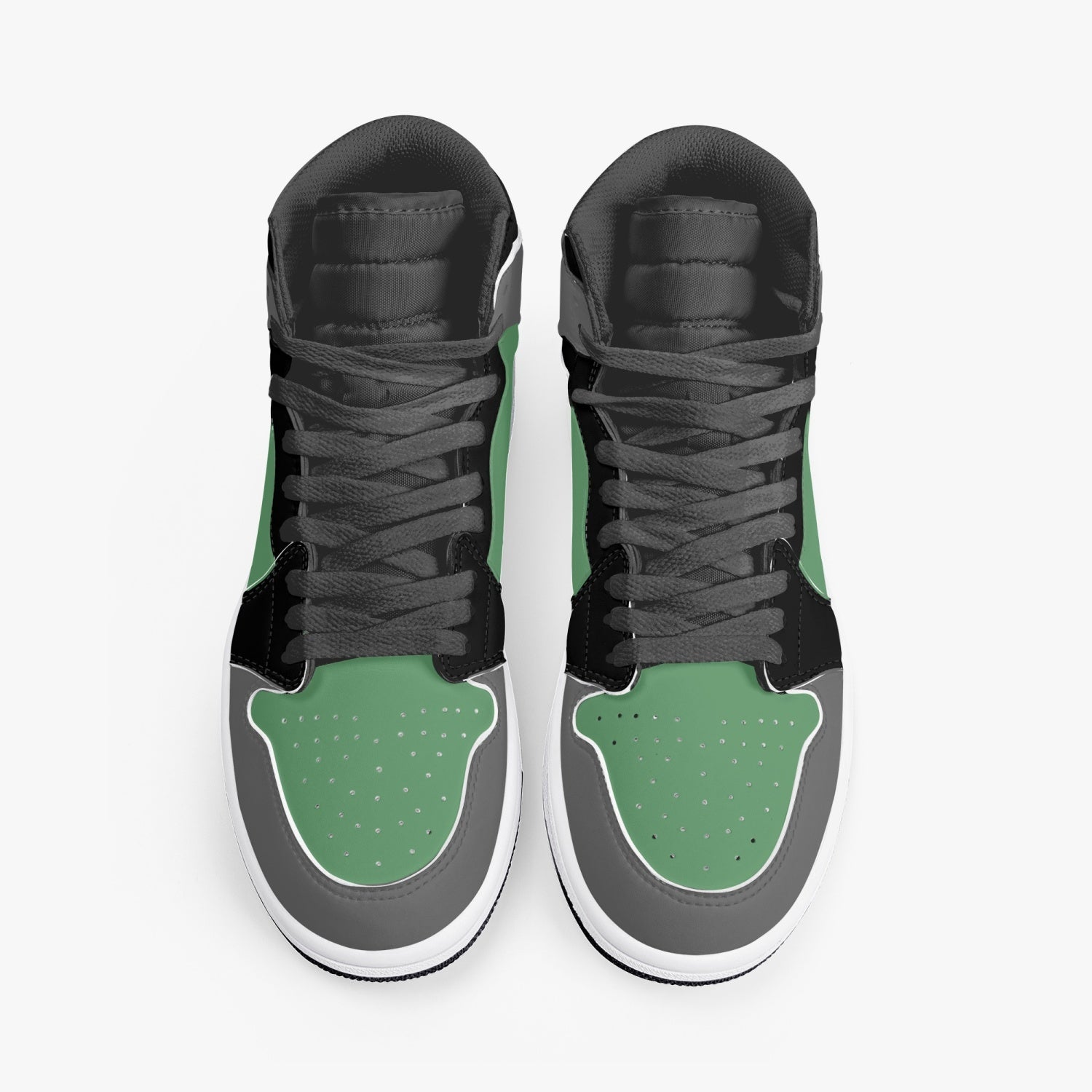 TREADZ New Black and Green High-Top Leather Sneakers