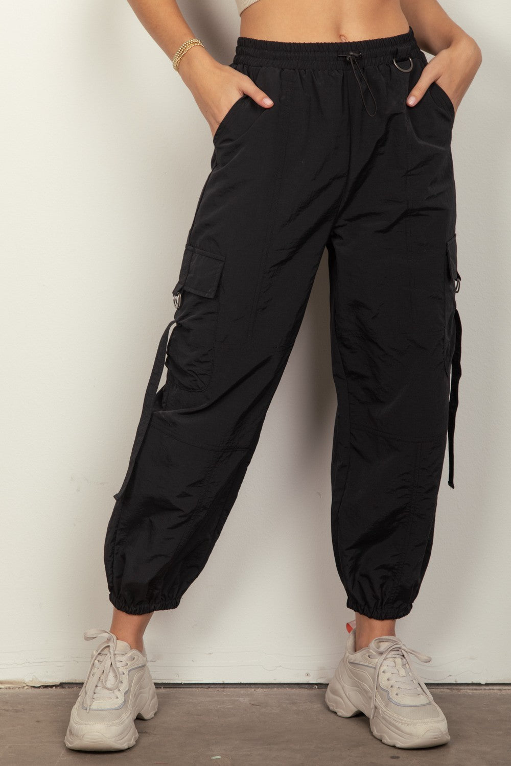 Pantalon cargo tissé à taille élastique VERY J