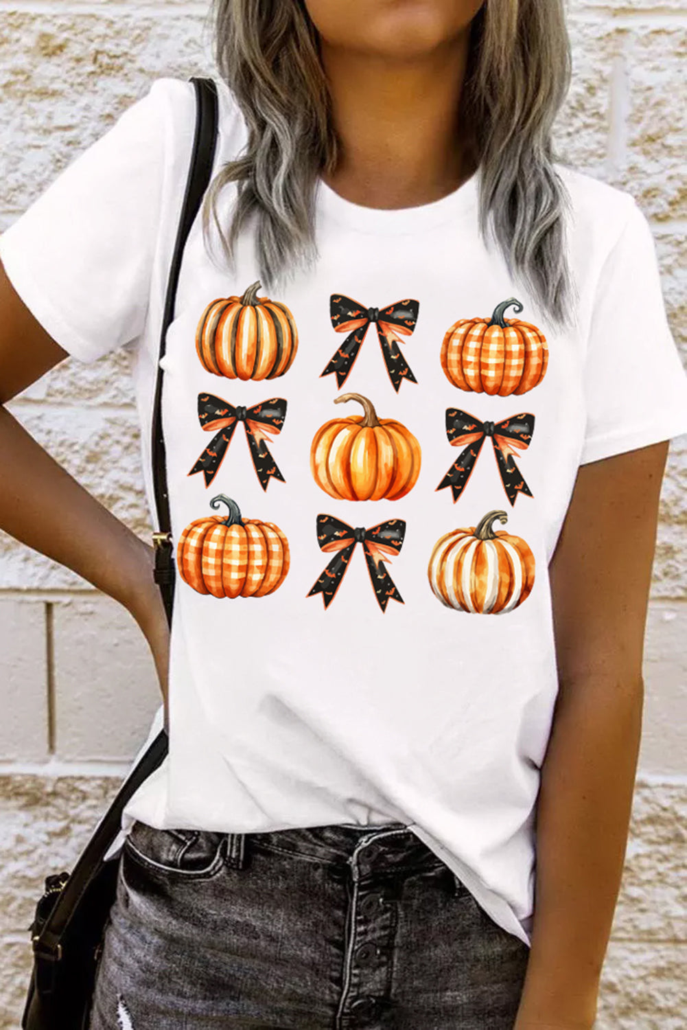 Camiseta de manga corta con cuello redondo y calabaza