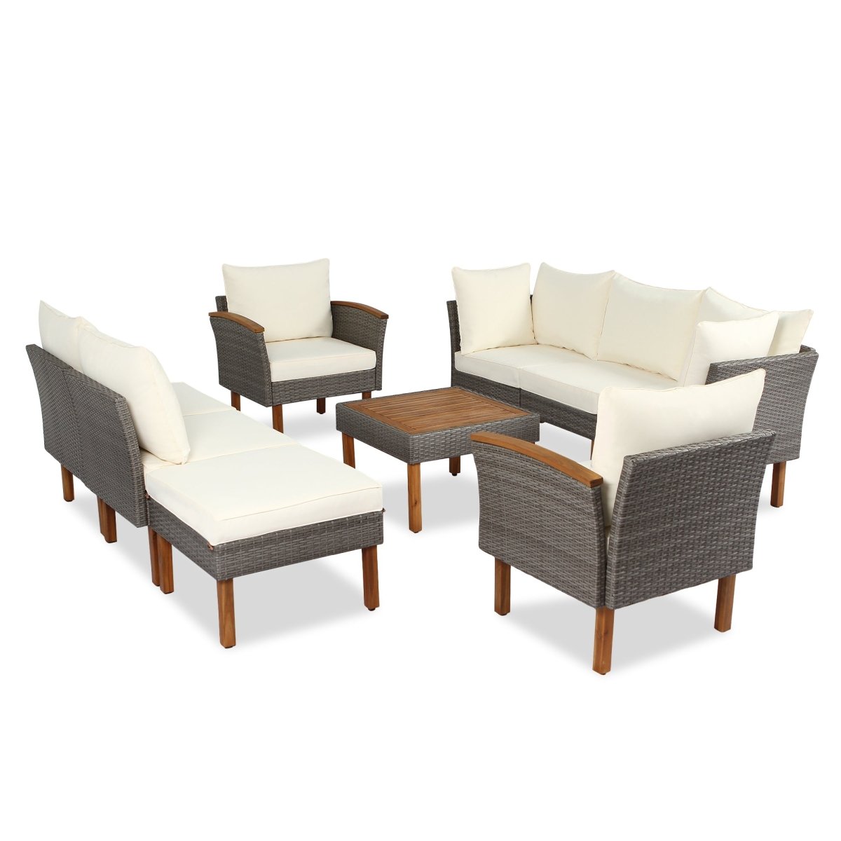 9 - piece Patio Rattan Furniture Set - Qreatrz Fashion and Design LLC