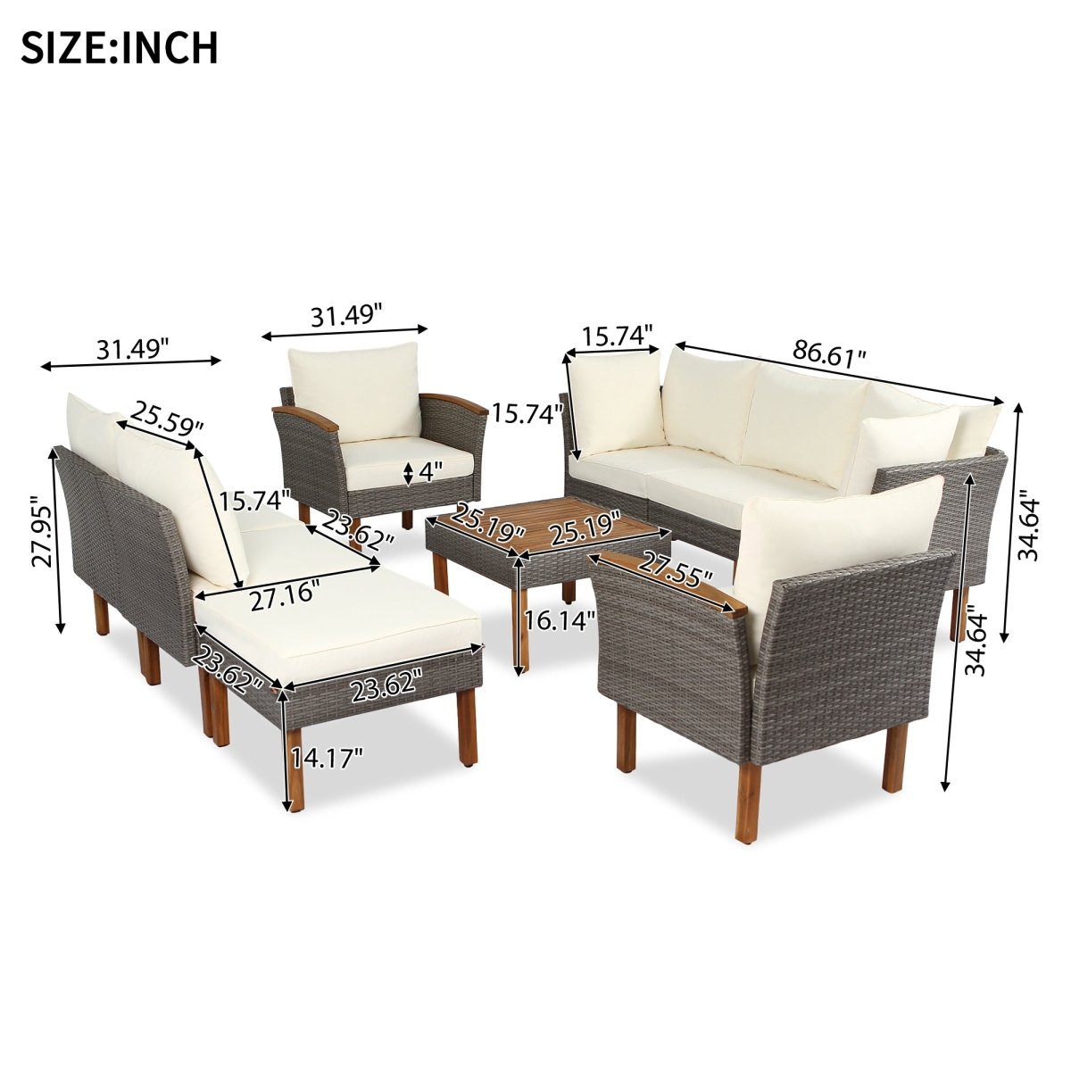 9 - piece Patio Rattan Furniture Set - Qreatrz Fashion and Design LLC