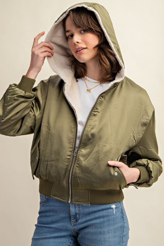 CHAQUETA BOMBER REVERSIBLE CON FORRO DE PELO PARA TODO CLIMA