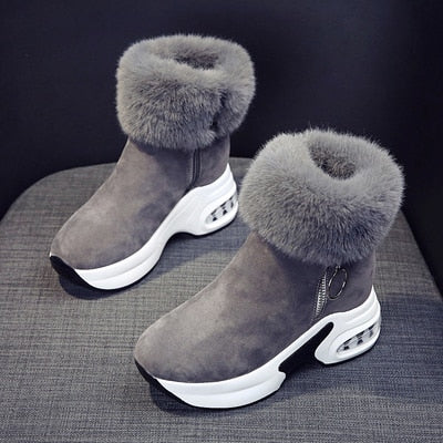 Bottines pour femmes, chaussures d'hiver chaudes en peluche pour femmes, bottes compensées à talons hauts, bottes pour dames, bottes de neige en cuir pour femmes, chaussures d'hiver 