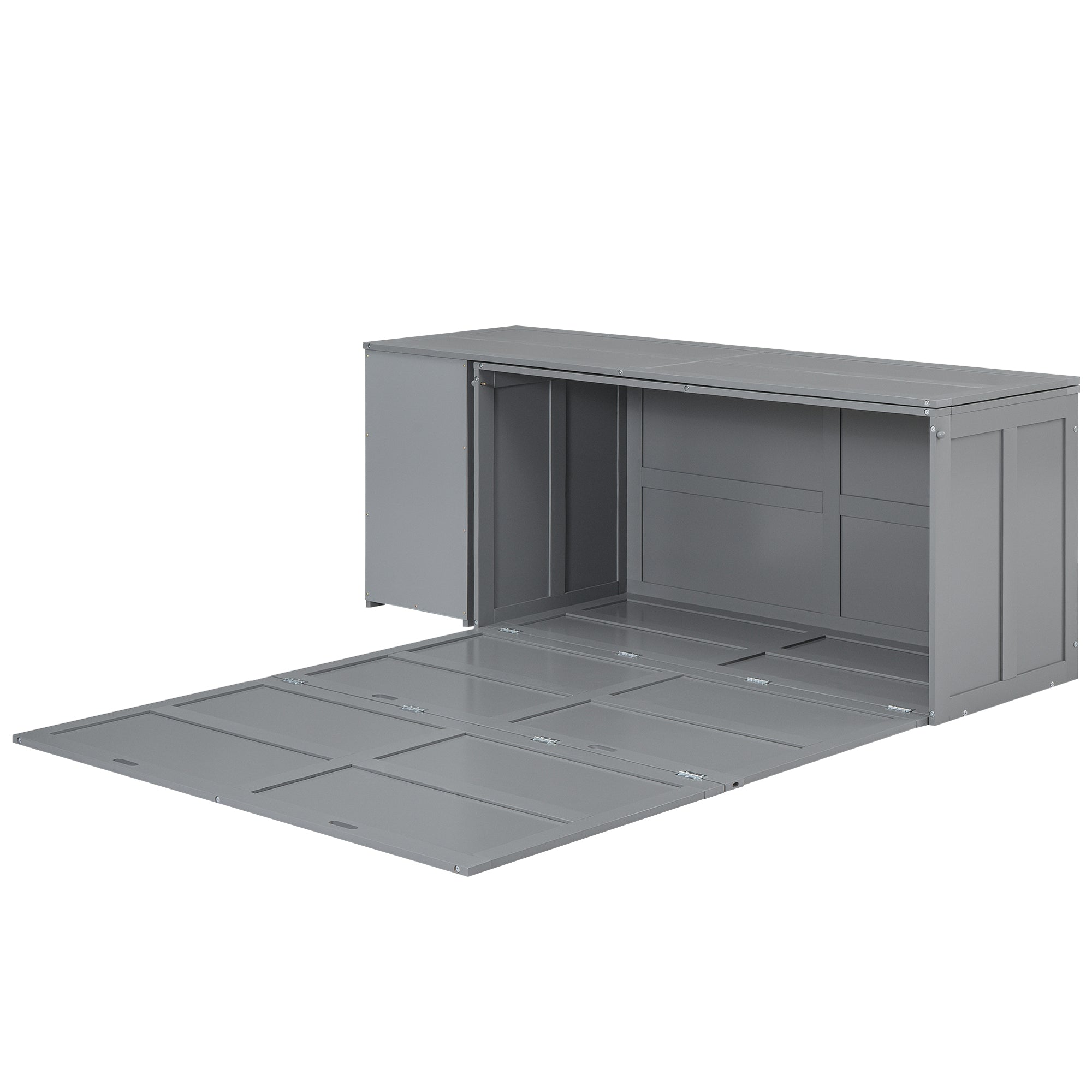 Queen Size Murphy Bed with Rotable Desk  Gray