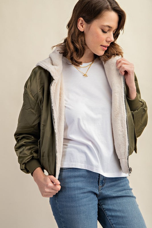 CHAQUETA BOMBER REVERSIBLE CON FORRO DE PELO PARA TODO CLIMA