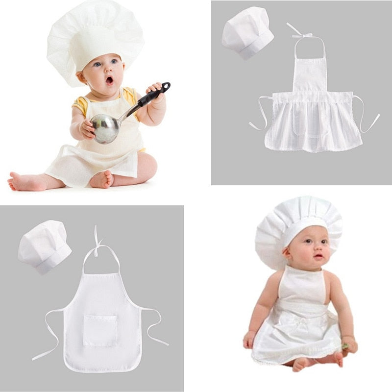 Delantal de cocinero para bebé, gorro para niños, disfraces de cocinero, disfraz de bebé, accesorio de fotografía para recién nacidos, gorro y delantal para recién nacidos 