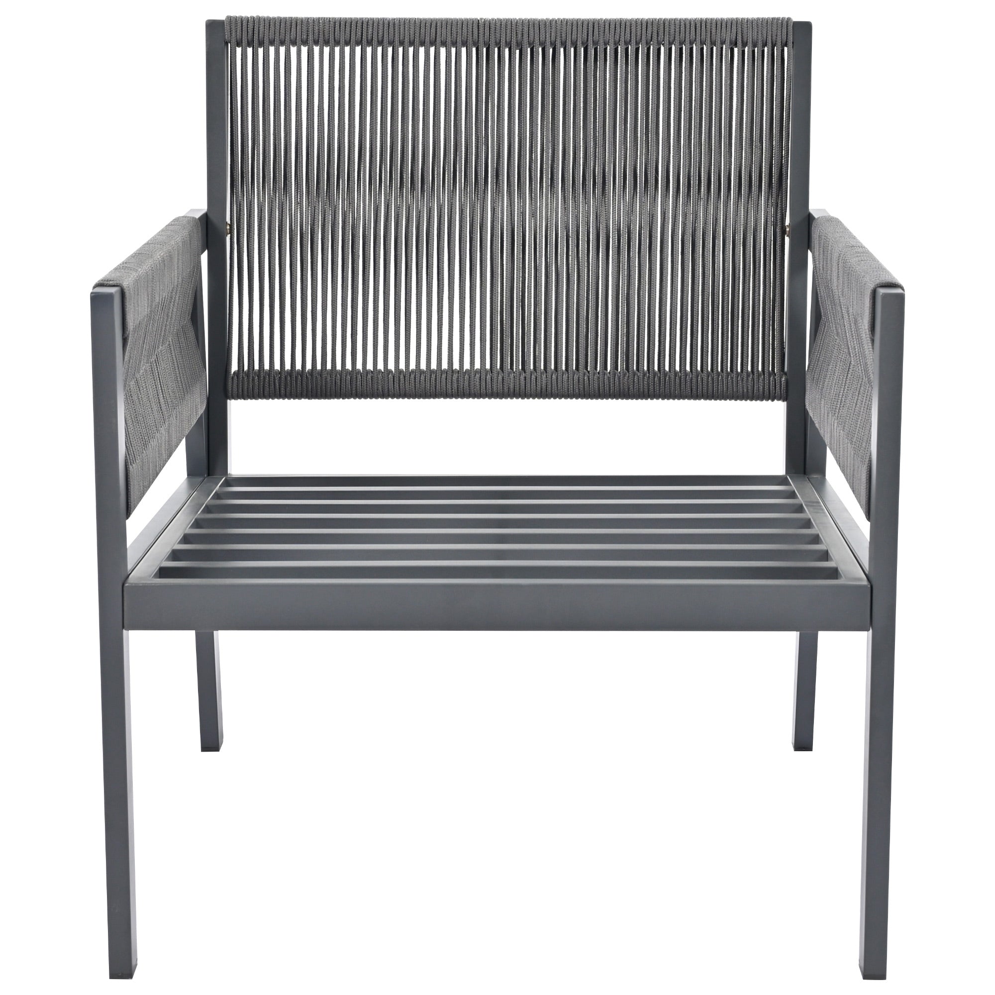 Outdoor Furniture with Tempered Glass Table Deep Seating with Thick Cushion for Backyard Porch Balcony (Grey)