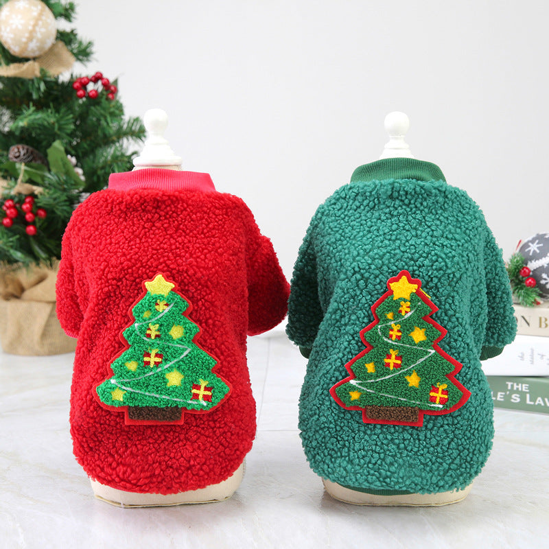 Ropa para perros Otoño/Invierno Ropa para mascotas Nuevo osito de peluche Ropa para perros pequeños Suéter de árbol de Navidad de invierno 