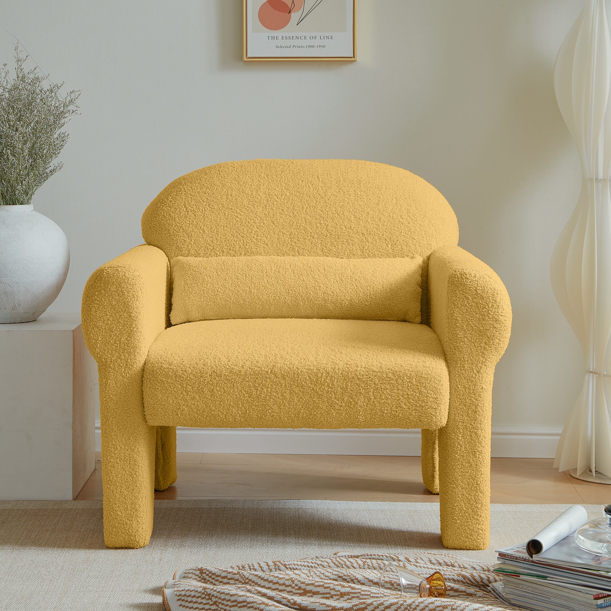 Fauteuil d'appoint moderne en boucle avec coussin lombaire pour salon