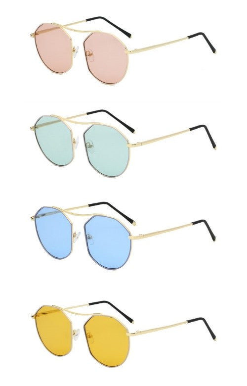 Lunettes de soleil rondes à la mode géométrique