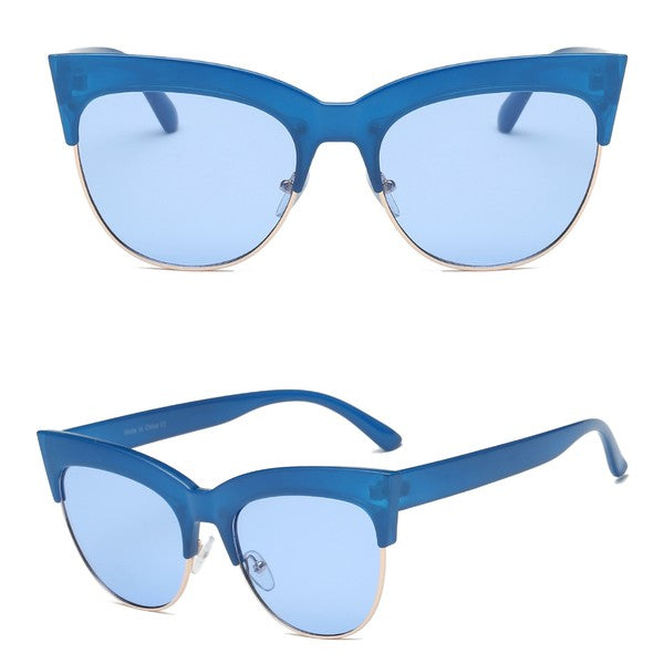 Women Half Frame Cat Eye Sunglasses