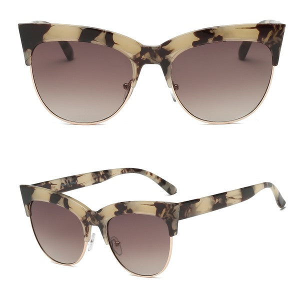 Women Half Frame Cat Eye Sunglasses