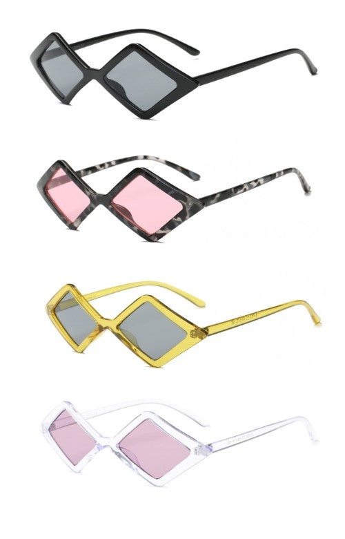 Gafas de sol de moda con forma de diamante para mujer