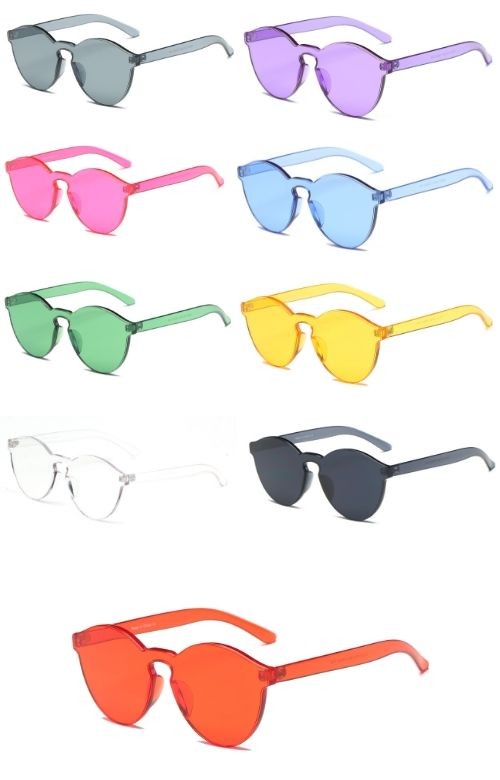 Women Round Transparent Colored Fashion Sunglasses