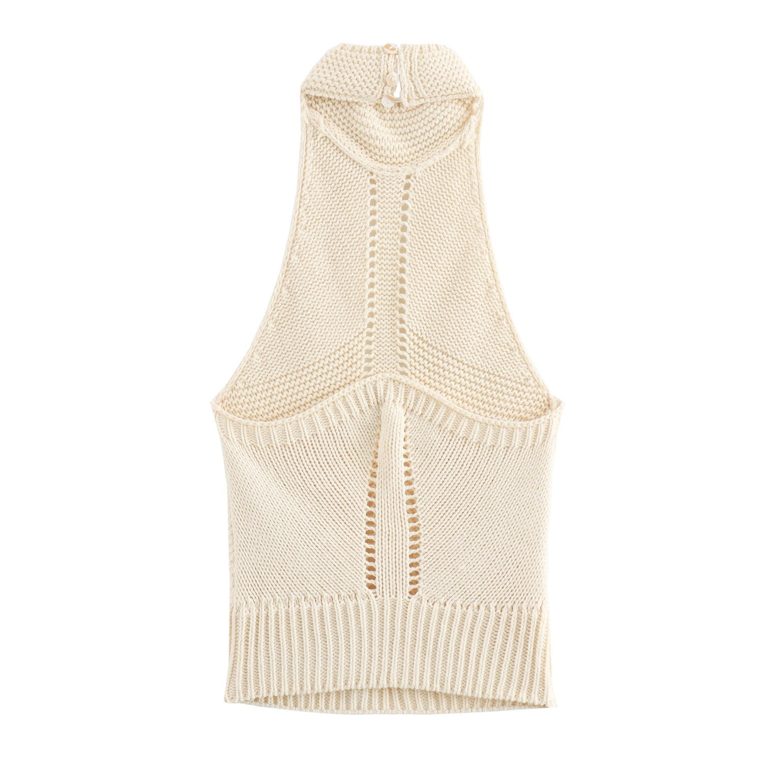 Hanging neck knitted slim fit sweater vest