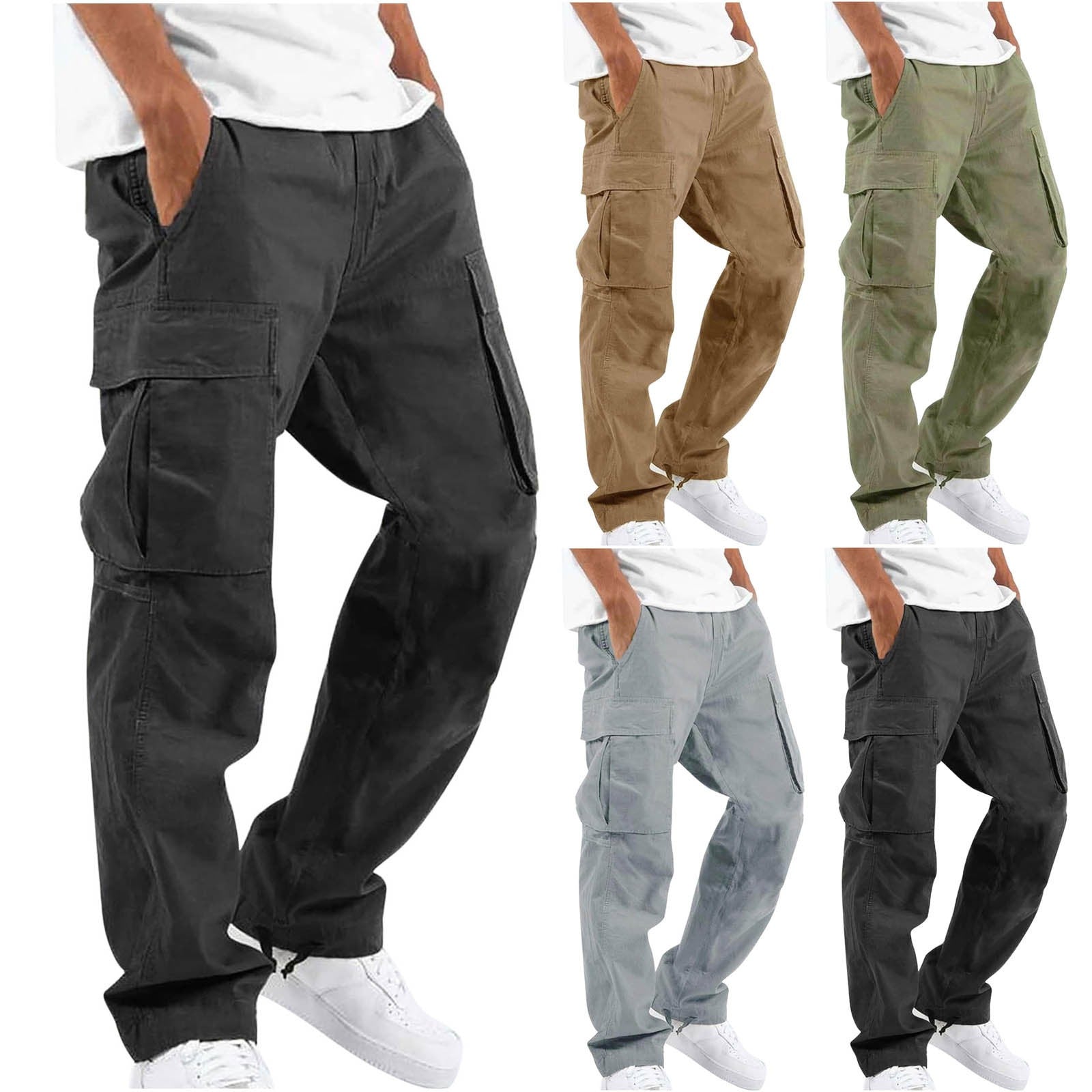 Salopette pour hommes de nouveau style, pantalon décontracté à poches multiples avec cordon de serrage