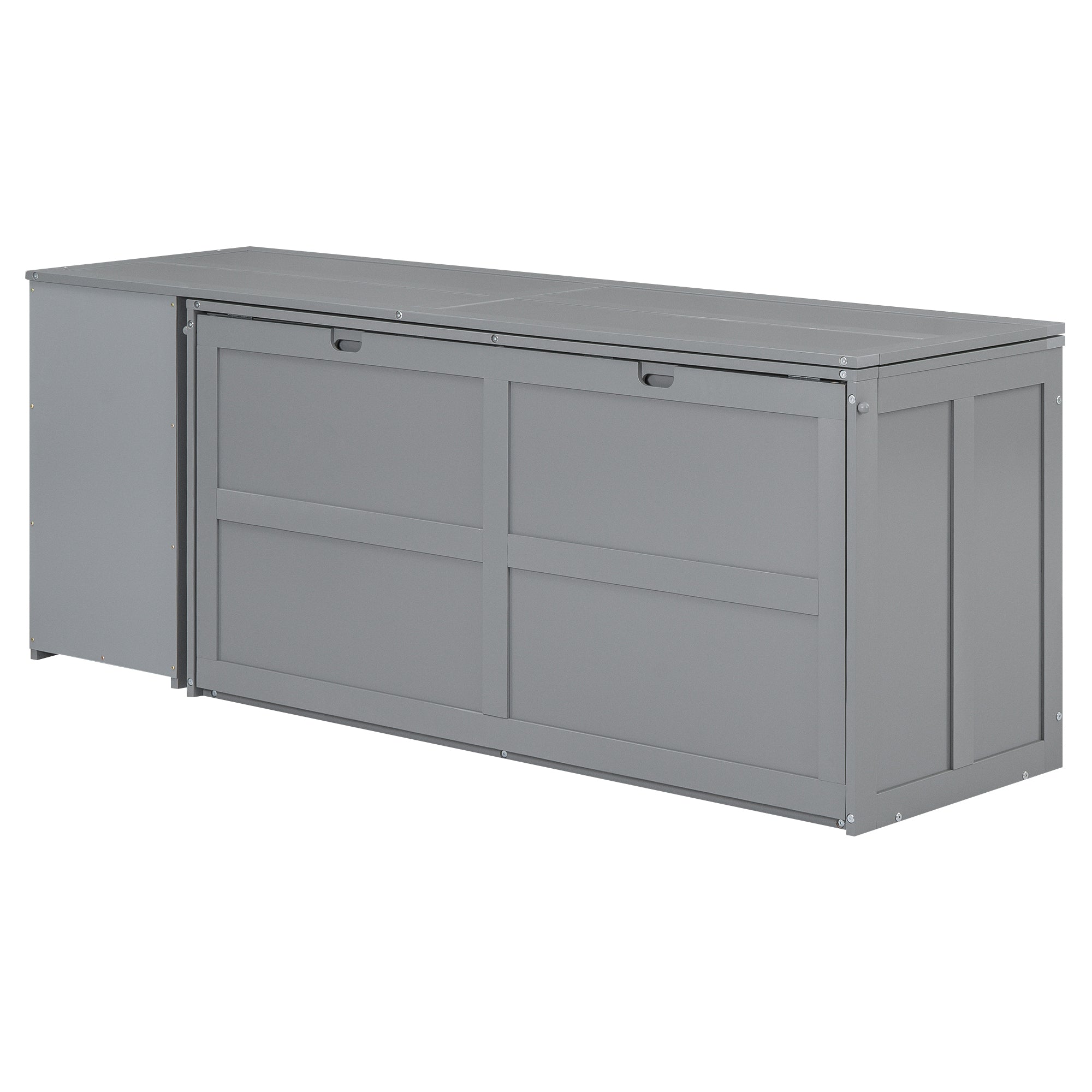 Queen Size Murphy Bed with Rotable Desk  Gray