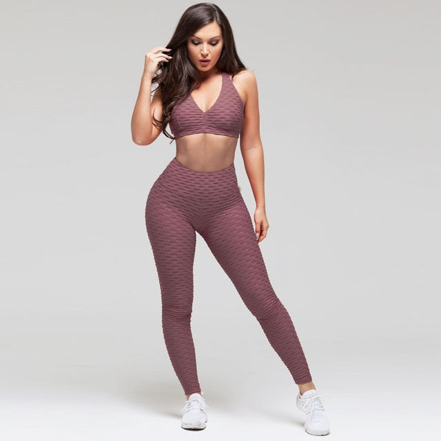 Women Sports Suit Fitness Gym Clothing 2 Piece Set Tracksuit Sexy Running Set Bras Leggings Yoga Set