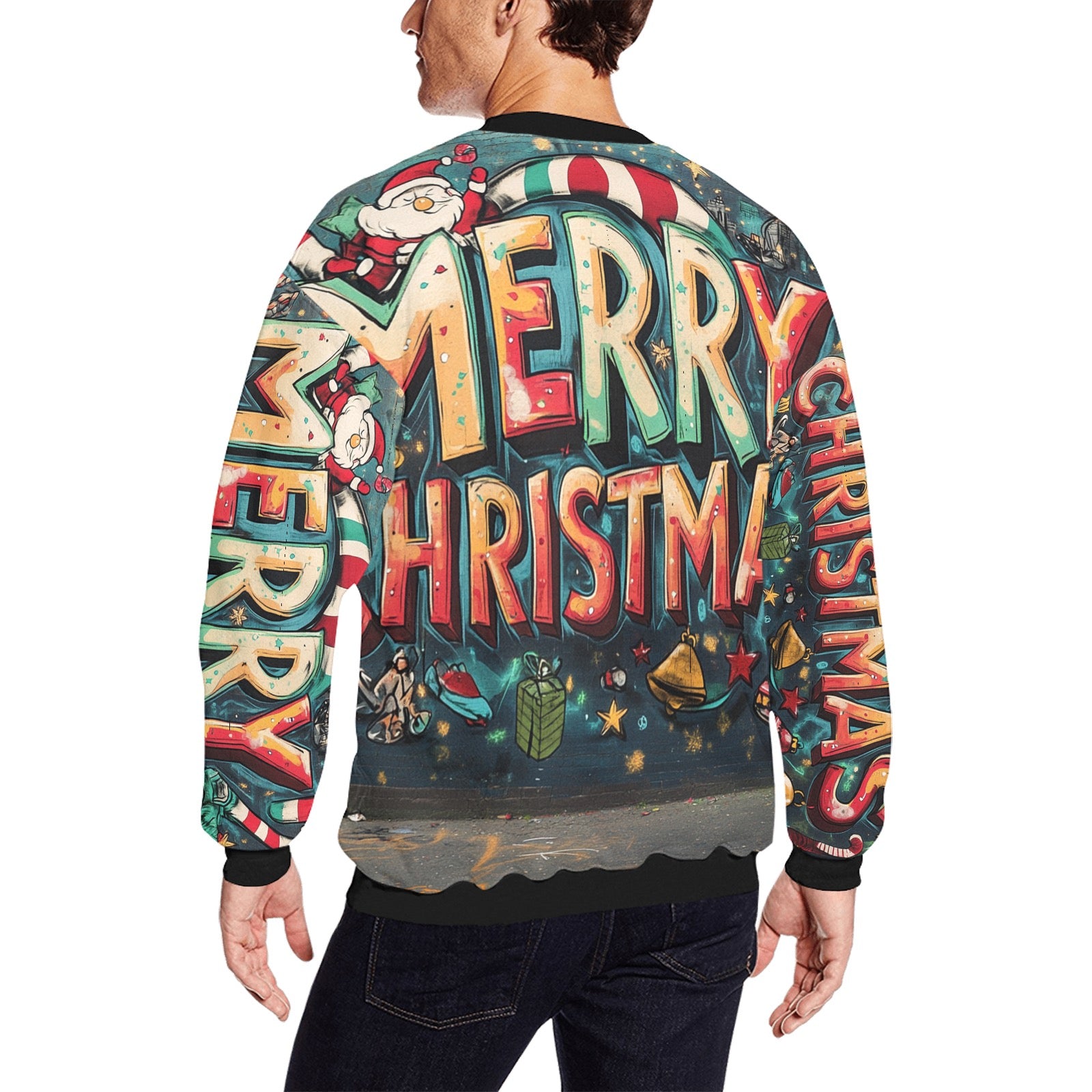 QREATRZ Merry Men's Fuzzy Sweatshirt