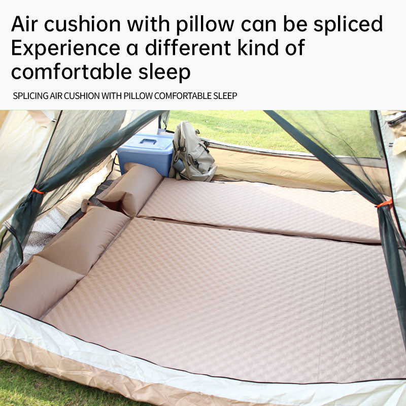 Colchón de aire autoinflable con diseño de camuflaje que se puede unir para acampar con almohada 