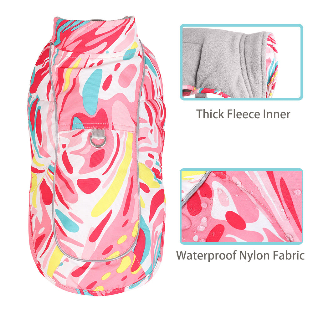 Autumn And Winter Jacket Printed Waterproof Reflective Thickened Pet Clothes