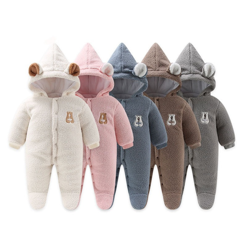 Newborn Baby Clothes Onesie Autumn And Winter Suit Netflix Thickened Warm Baby Out Holding Clothes Winter