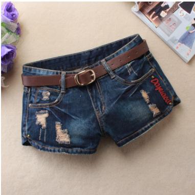 Mini Shorts Women'S Rivet Holes Jeans Low Waist Shorts Without Belt Ripped Denim Short