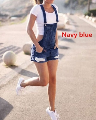 Women Summer Denim Bib Overalls Jeans Shorts Jumpsuits And Rompers Playsuit