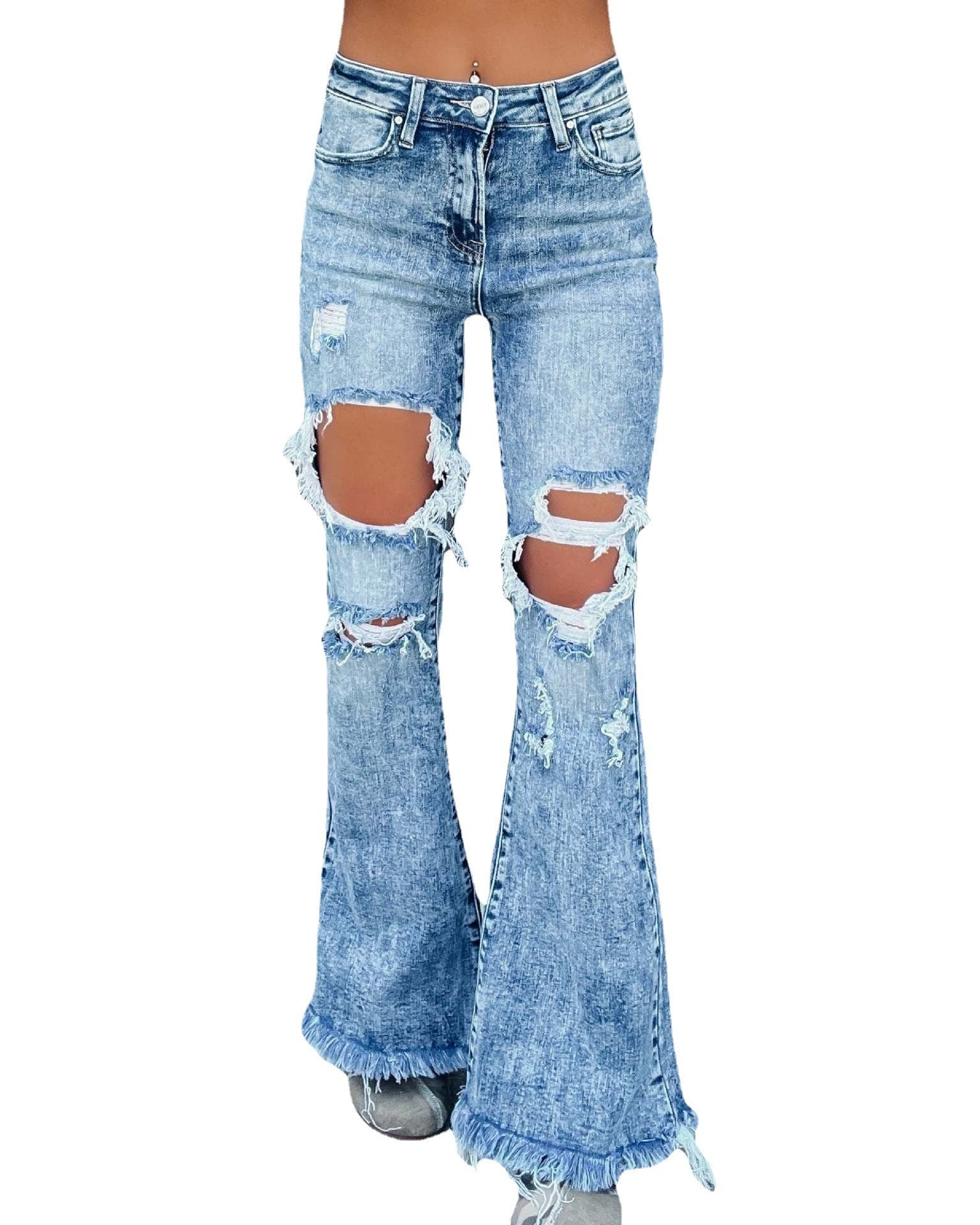 New Jeans Women's Speed European and American Broken Tassel Jeans