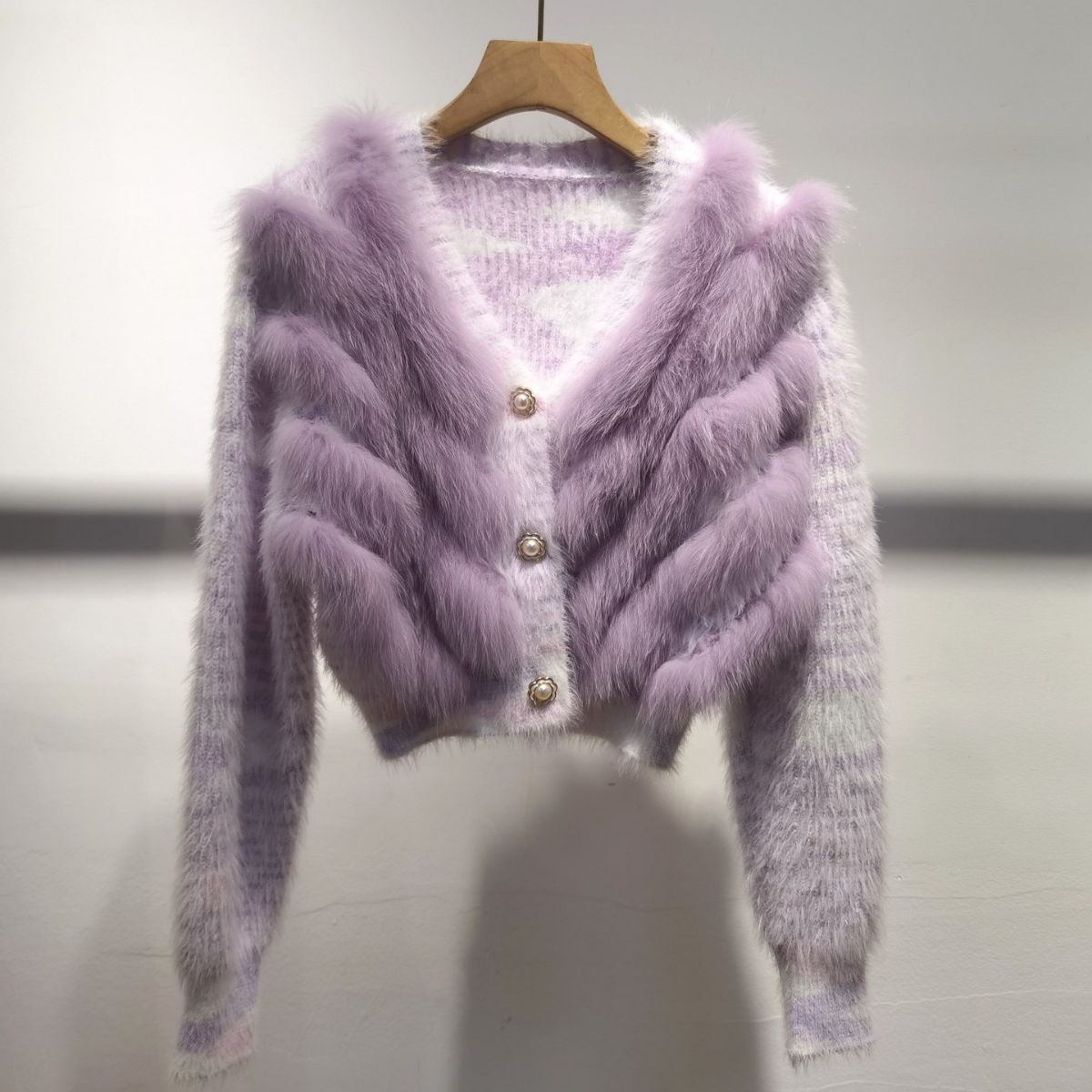 Chaqueta de punto corta, suéter de punto, top peludo nuevo de primavera y otoño