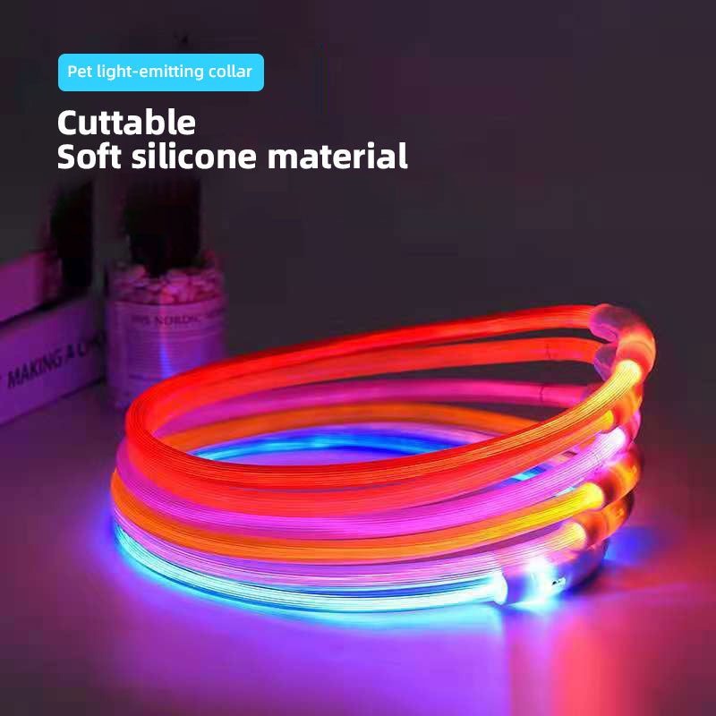 Collier lumineux à LED pour chien en peluche clignotant la nuit