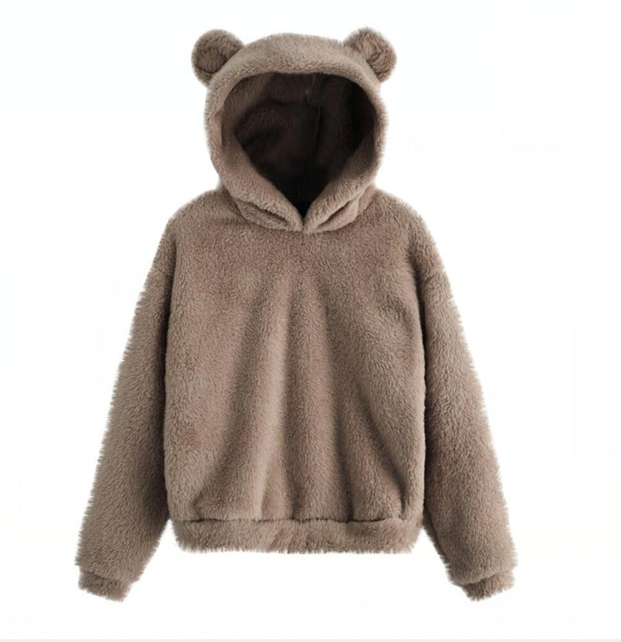 Pull à capuche chaud en peluche avec oreilles de lapin pour l'automne et l'hiver