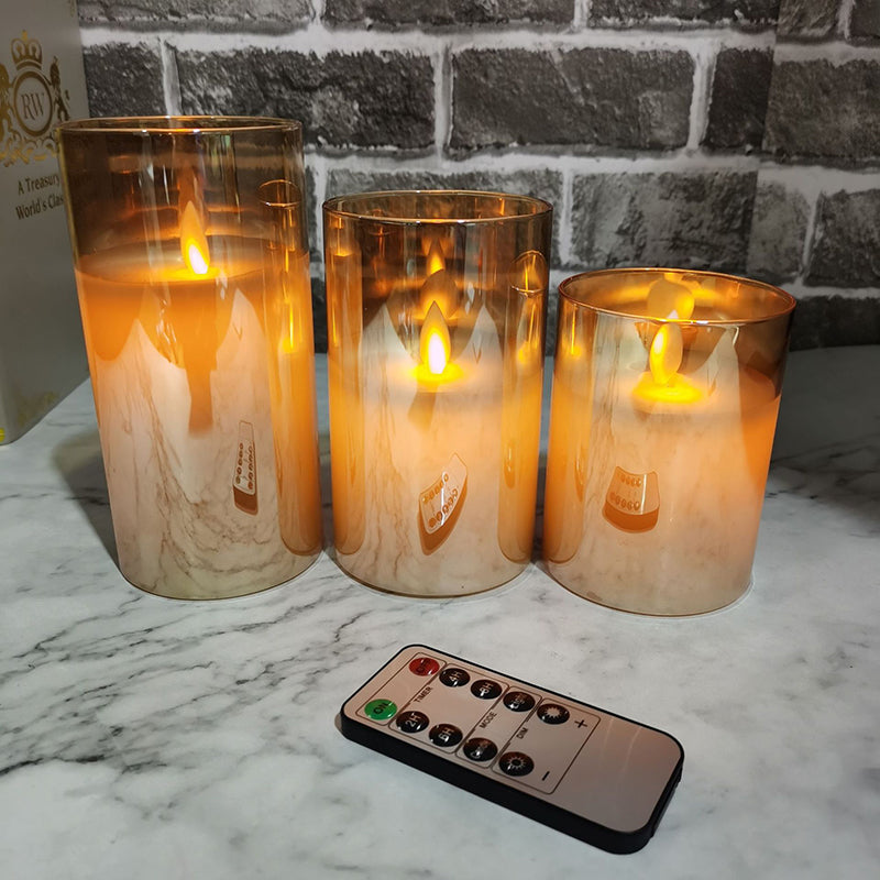 Electroplated Glass LED Electronic Candle Lamp Rechargeable Remote Control Candle Lamp